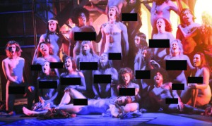 Duluth Playhouse July 2012 in Duluth, MN, The whole cast at the end of (ACT I) sings in the nude.